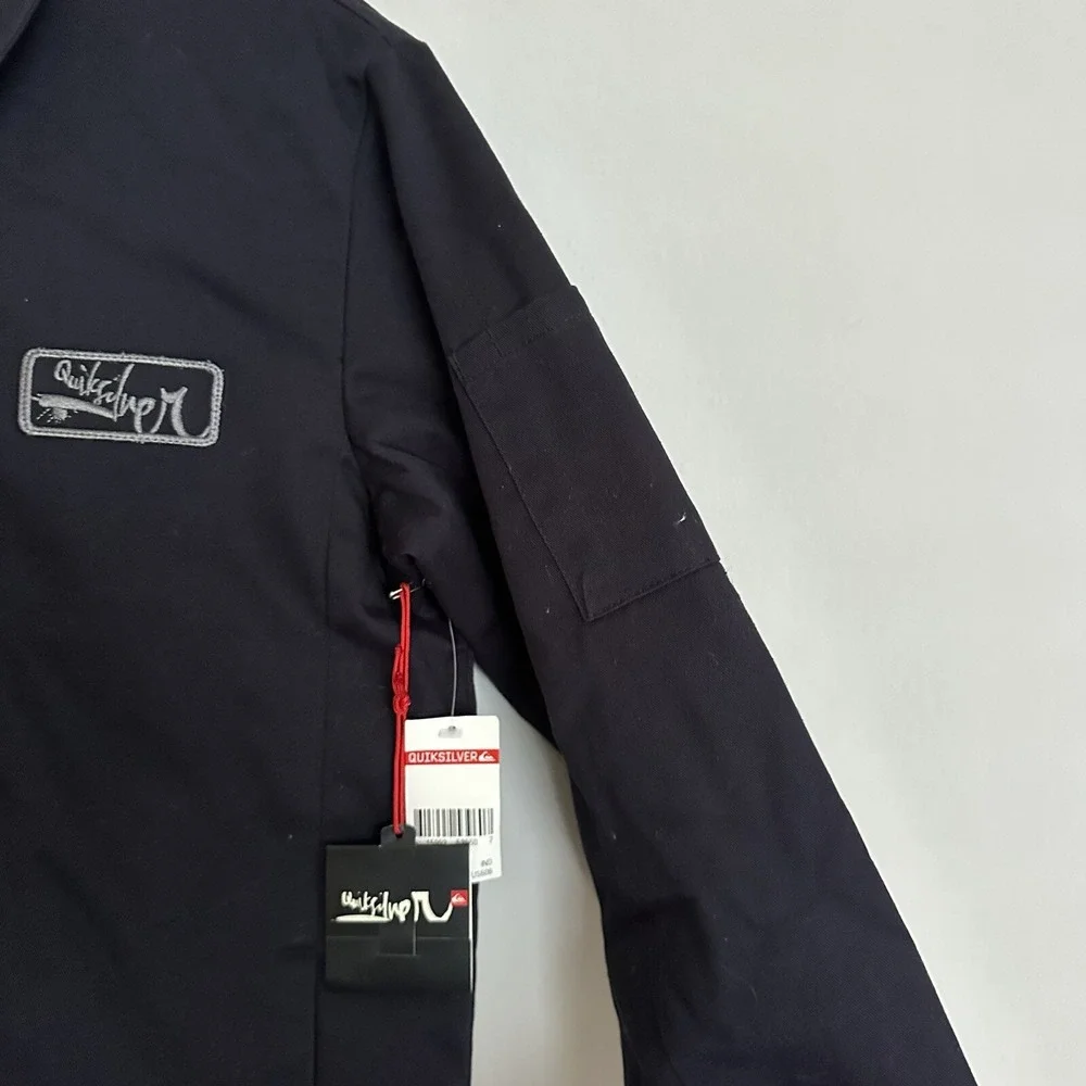 Quicksilver Black Full Zip Jacket Boys M Pockets Polyester Slightly‎ With Tags